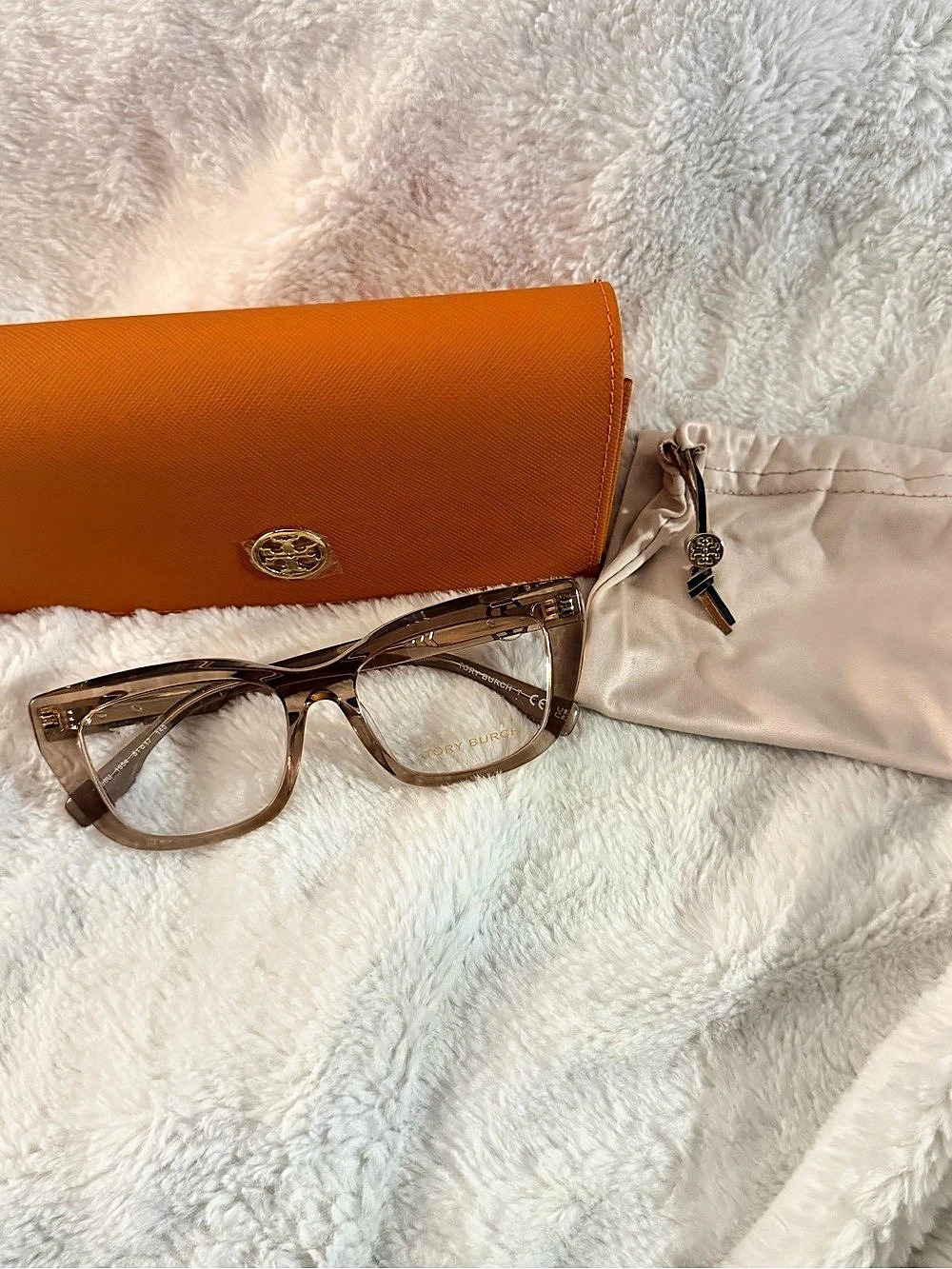 Tory Burch TY 2158 Brown Clear Gold-Trimmed Glasses Brand New